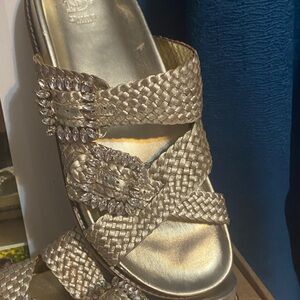 Dune London- Elegant Gold Woven Women's Sandals